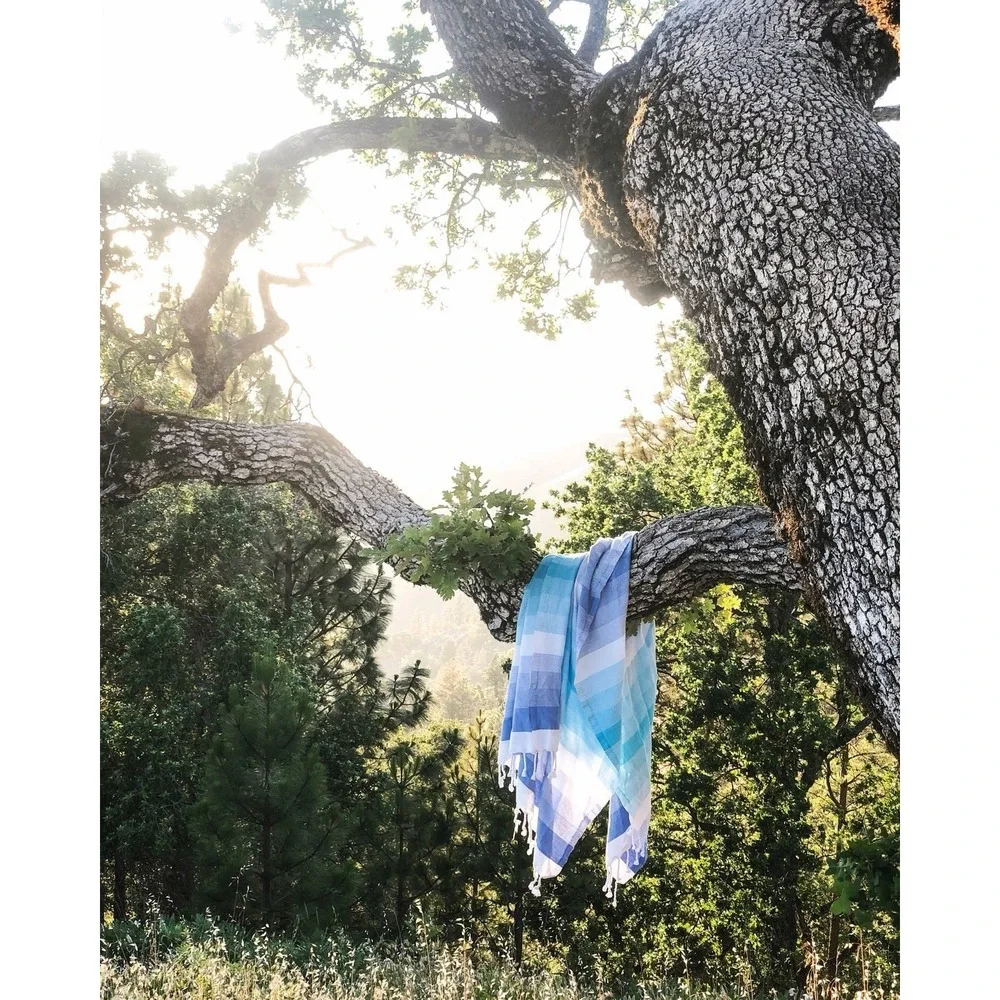 Teema The Blue Layers Turkish Towel 38x68 Organic Cotton Beach Bath Blanket NEW